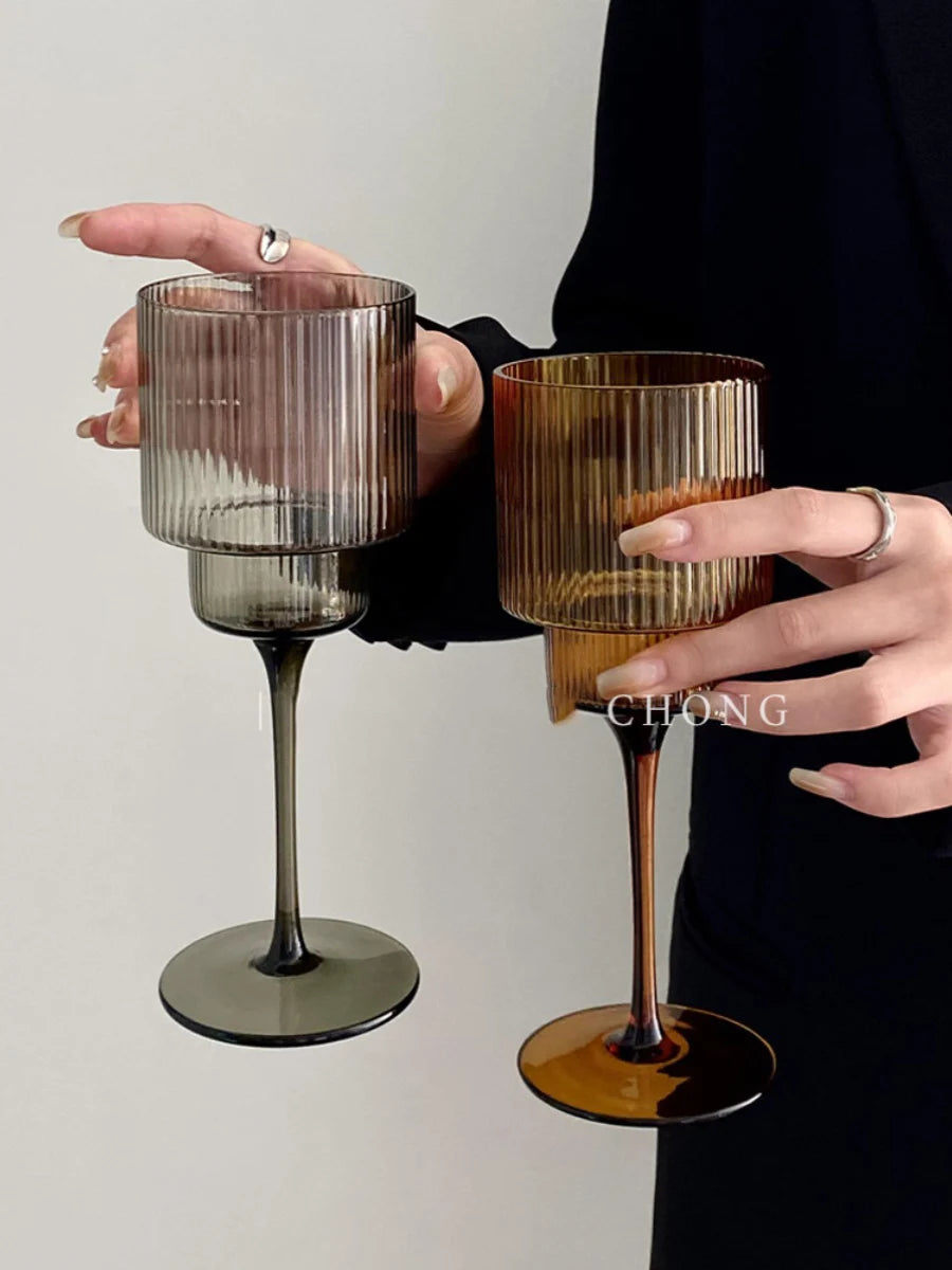 French Vintage Vertical Glass Goblet Creative Red Wine Glass Cup Champagne Glass Home Juice Glass Dessert Wine Glass Grape Wine